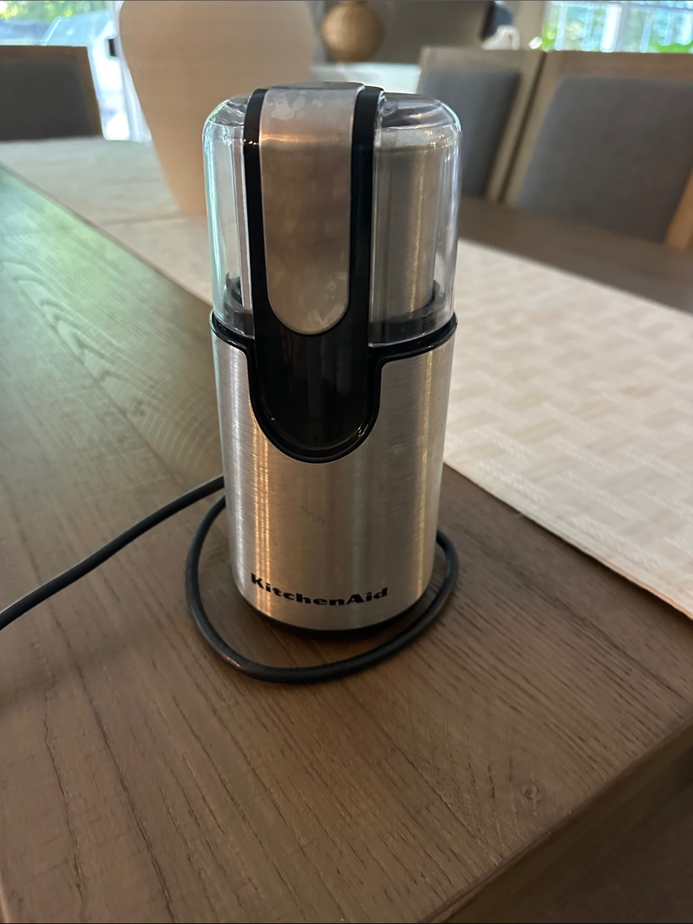 KitchenAid Silver and Black Electric Coffee Grinder